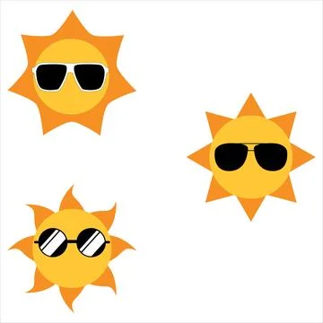 Sun design. collection of sun. sun with cooling glass. Sun cooling glass Stock Illustration