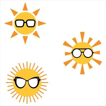 Sun design. collection of sun. sun with cooling glass. Sun cooling glass Stock Illustration