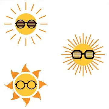 Sun design. collection of sun. sun with cooling glass. Sun cooling glass Stock Illustration
