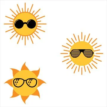 Sun design. collection of sun. sun with cooling glass. Sun cooling glass Stock Illustration