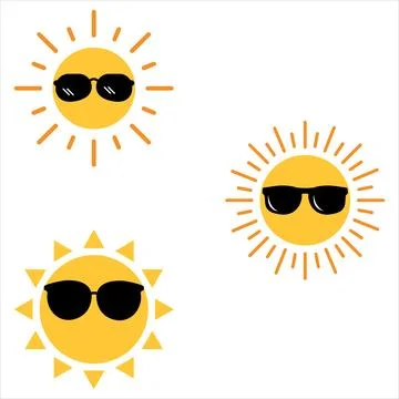 Sun design. collection of sun. sun with cooling glass. Sun cooling glass Stock Illustration