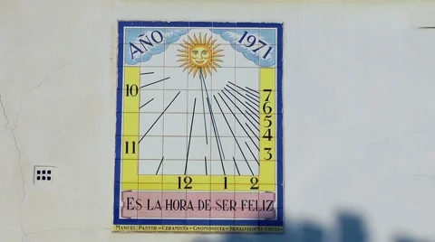 Sun dial time hours tile clock old Stock Footage 48679700
