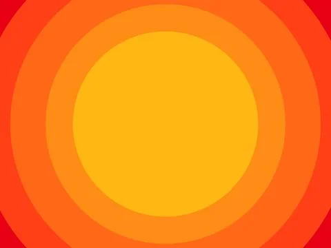 Sun is directly in the yellow circle, radiating rays Stock Illustration
