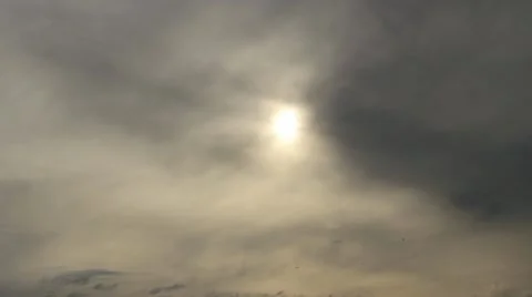 Sun disk through misty sky Stock Footage 10860090
