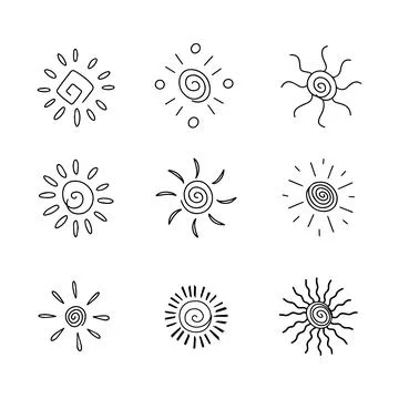Sun doodle line vector illustration Illustrazione stock