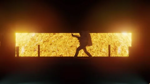 The sun door opens and the astronaut makes an Iron Man move Stock Footage 290491735
