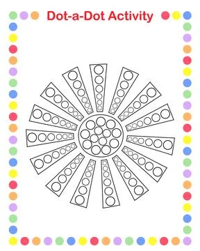 Sun dot-a-dot educational game or leisure worksheet, outline doodle vector Stock Illustration