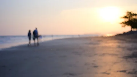 Sun is down by the beach, along with streaky waves of the sea. Stock Footage 87277084
