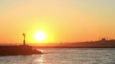 Sun down in Istanbul Stock Footage