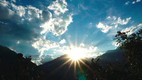 Sun down over  "Ziel" peak near Merano, Italy. Stock Footage 288140758