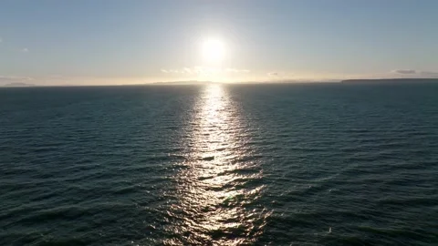 Sun down on the sea with horizon line view by the drone camera Stock Footage 169686304