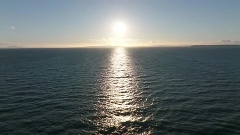 Sun down on the sea with horizon line view by the drone camera Stock Footage 169686501