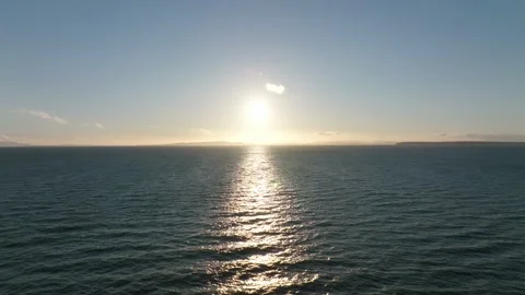 Sun down on the sea with horizon line view by the drone camera Video stock 169686748
