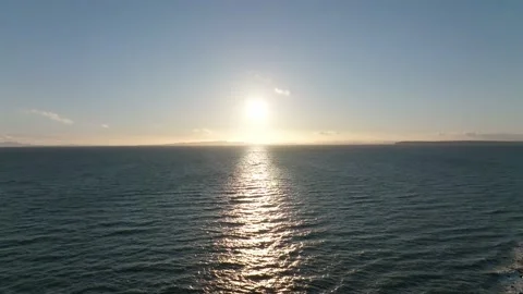 Sun down on the sea with horizon line view by the drone camera Video stock 169686805