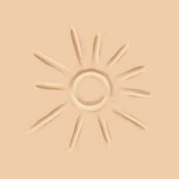 Sun Drawing in Sand with Soft Shadows and Texture Stock Illustration
