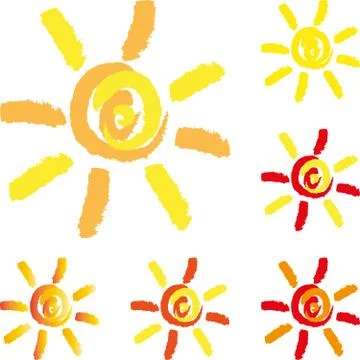 Sun drawn in color, sun logo Stock Illustration