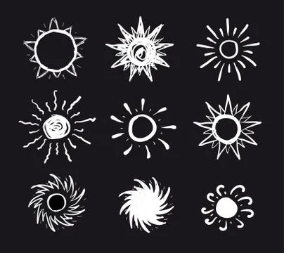 Sun drawn vector icons Stock Illustration
