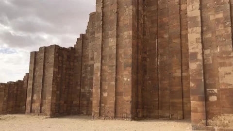 Sun-Dried Brick Wall of Djoser Complex with Decorative Patterns Stock Footage 312311500