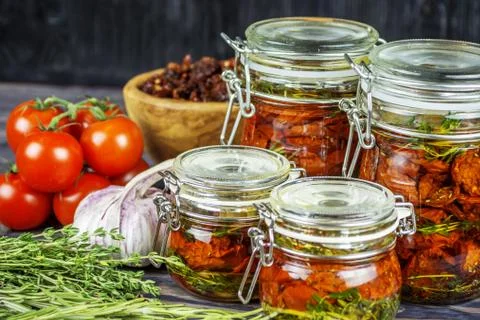 Sun dried tomatoes Stock Photos