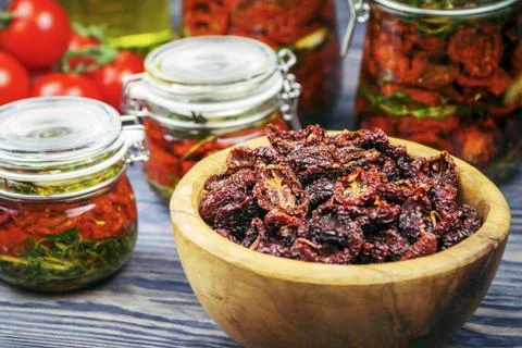 Sun dried tomatoes Stock Photos