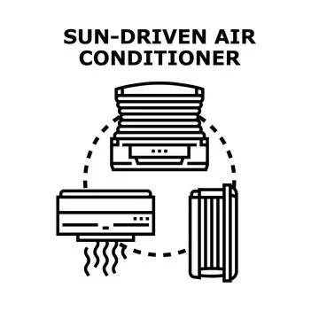 Sun driven air conditioner system concept illustration Stock-Illustration