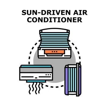 Sun driven air conditioner system concept illustration Stock-Illustration