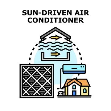 Sun driven air conditioning system providing sustainable climate control Ilustración de archivo