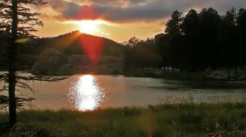 The Sun Drops behind Lake Sylvan Stock Footage 11809183