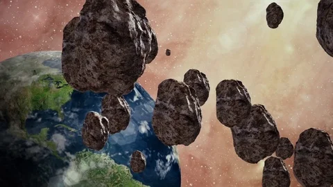 Sun, Earth and Meteors in Space Video stock 76162879
