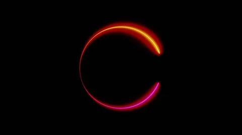 Sun Eclipse with Pink and blue Fire on Dark Background, illustration. Stock Illustration