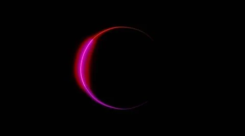 Sun Eclipse with Pink and blue Fire on Dark Background, illustration. Illustrazione stock