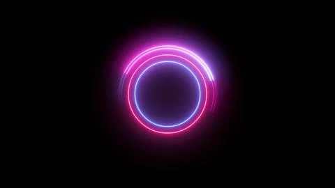 Sun Eclipse with Pink and blue Fire on Dark Background, illustration. Stock Illustration