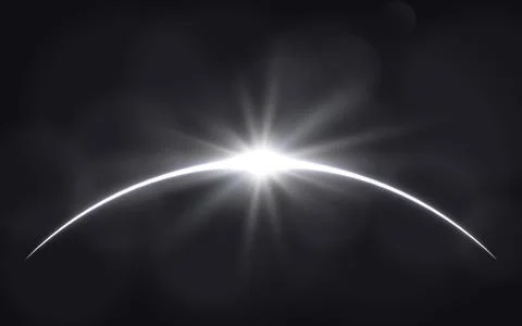 Sun eclipse. Solar ring on dark backdrop. Planet with sun rays. Abstract light Stock Illustration