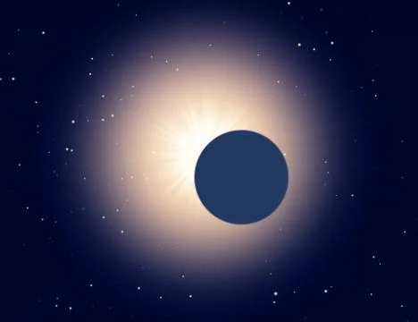 Sun eclipse on a starry background - illustration Stock Illustration