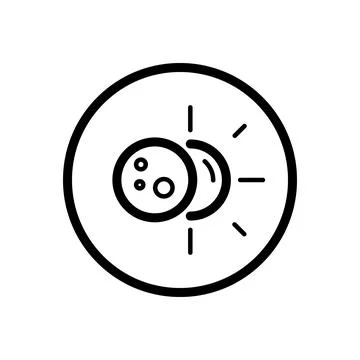 Sun eclipse. Weather icon in a circle. Isolated vector illustration Stock Illustration