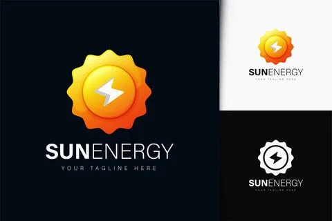 Sun energy logo design with gradient Stock Illustration