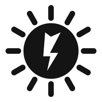 Sun energy logo with lightning bolt in the middle Stock Illustration