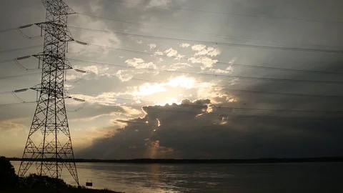 Sun Energy Timelipse and river Stock Footage 87968355