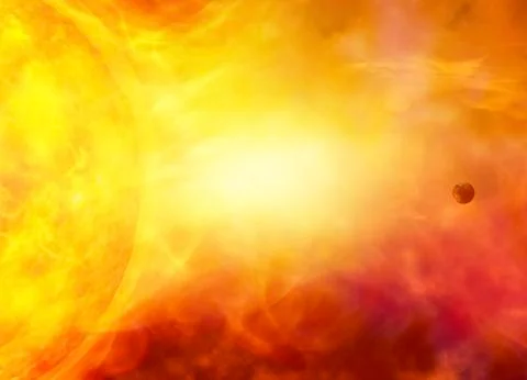 Sun engulfing the earth, artwork Stock Illustration