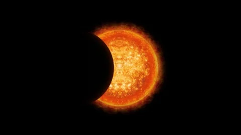 Sun Esclipe.Moon retreating from the sun in an eclipse overlay effect Stock Footage 322952311