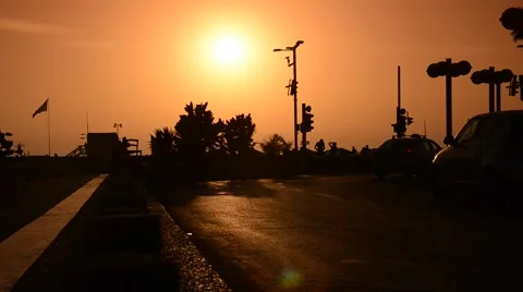 Sun in the evening Tel Aviv Stock Footage 39997358