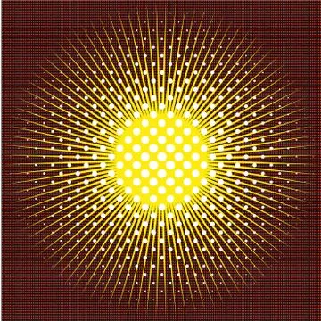 The sun executed in technics of a halftone on black background Stock Illustration