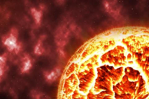 Sun explode on cosmos with red nebular 스톡 일러스트