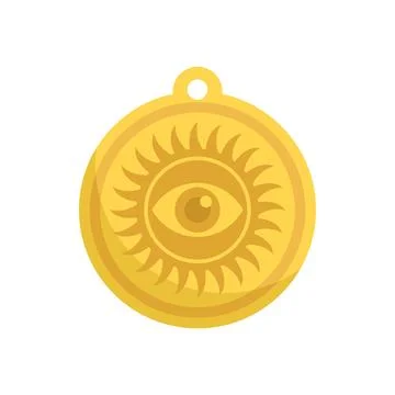 Sun eye amulet icon flat vector. Magic ox イラスト素材