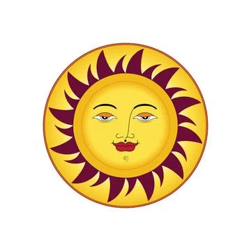 Sun face  calm elegant looking cartoon face in a circle vector illustration Stock-Illustration