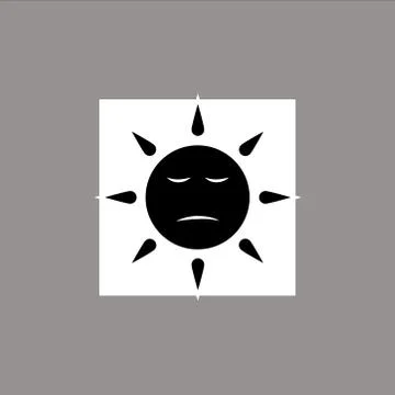 Sun face with grumpy, sad emotion expressions for summer. It is so hot. Isola Stock Illustration