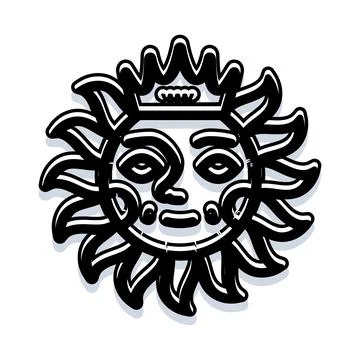 Sun face icon with crown and rays Illustrazione stock