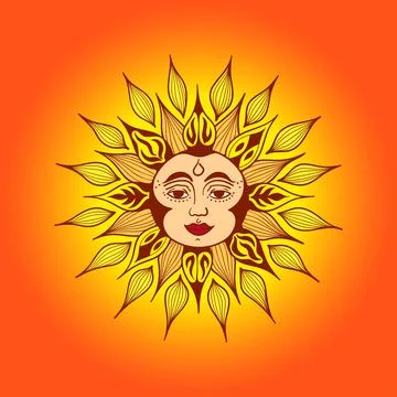 Sun with face Stock Illustration