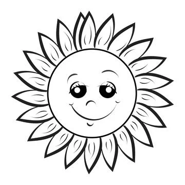 Sun face line art design for print Stock Illustration