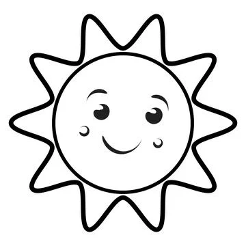 Sun face line art design for print Stock Illustration
